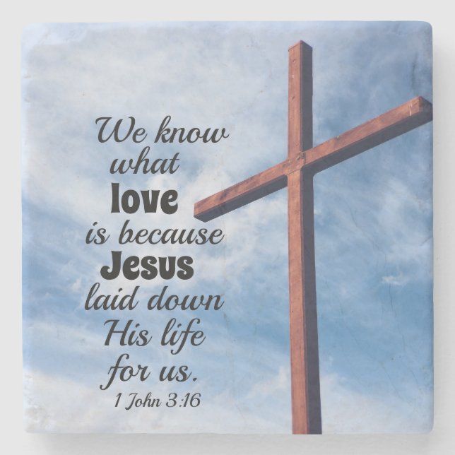 Posavasos De Piedra 1 Juan 3:1 Jesucristo nos dio su vida (Anverso)