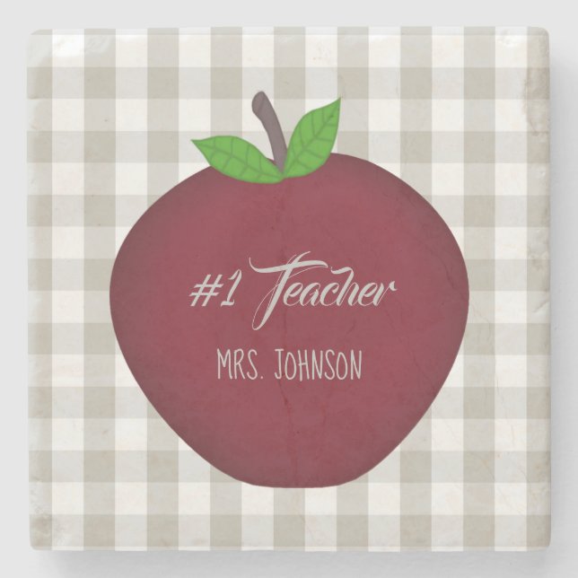 Posavasos De Piedra #1 Profesor Red Apple Drink Coaster (Anverso)
