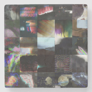 Posavasos De Piedra 1FB1F9F4 Arte Mosaico Abstracto de Glitch Cyberpun