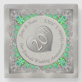 Posavasos De Piedra 20.º Aniversario de Esmeralda