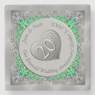 Posavasos De Piedra 20.º Aniversario de Esmeralda