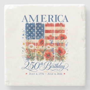 Posavasos De Piedra 250º Aniversario USA Mujeres 4 de Julio América 25