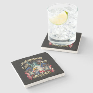 Posavasos De Piedra 250 años aniversario americano 1776-2026 bandera d