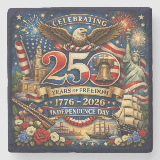 Posavasos De Piedra 250 Años de Libertad (1776–2026)