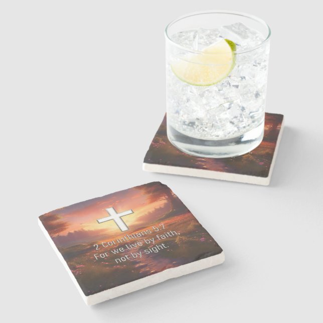 Posavasos De Piedra 2 Corintios 5:7 (Lateral)