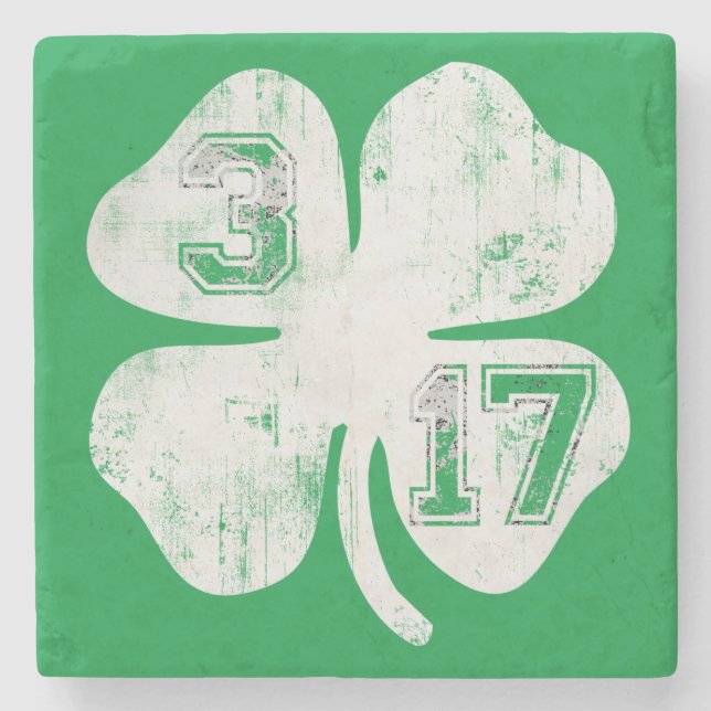 Posavasos De Piedra 3/17 trébol del día del St Patricks (Anverso)