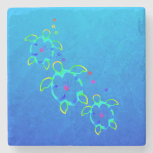 Posavasos De Piedra 3 tortugas teñidas lazo de Honu