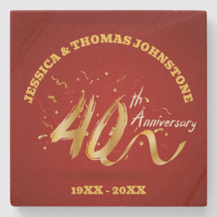Posavasos De Piedra 40.º regalo de aniversario de Boda personalizado