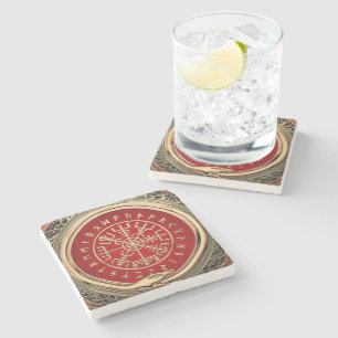 Posavasos De Piedra [410] Vegvisir - Viking Gold Magic Runic Compass
