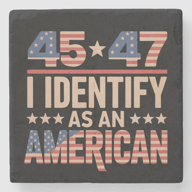 Posavasos De Piedra 45 47 Me Identifico Como Un Trump Presidente Ameri (Anverso)