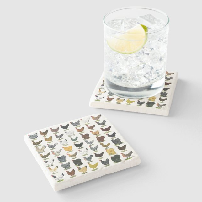 Posavasos De Piedra 49 gallinas (Lateral)