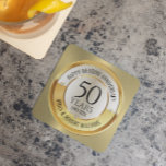 Posavasos De Piedra 50.º aniversario boda negro y oro<br><div class="desc">50° aniversario boda diseño negro y oro elegante oro y blanco moderno,  personalizable Aniversario. Personalizar fácilmente sus nombres y años de su aniversario.</div>