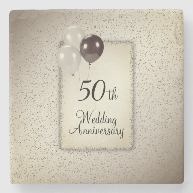 Posavasos De Piedra 50.º aniversario Boda Rótulo Pedestal (Anverso)