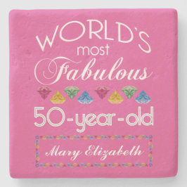 Posavasos De Piedra 50 cumpleaños Las gemas más fabulosas frambuesa ro