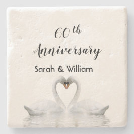 Posavasos De Piedra 60° aniversario de boda nombres de parejas de cisn