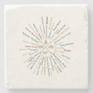 Posavasos De Piedra 63 Parques Nacionales Mapa Regalos Campino Vintage