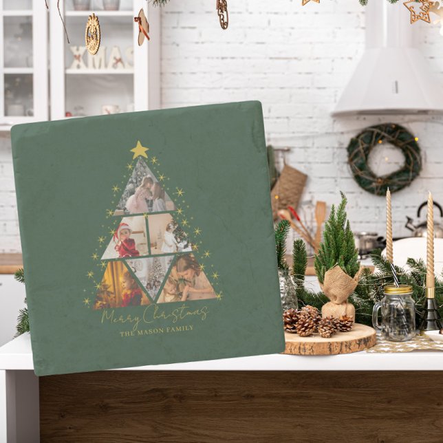 Posavasos De Piedra 6 Photo Tree Shape Christmas Card (Subido por el creador)