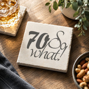 Posavasos De Piedra 70 y qué Cita divertida Cumpleaños 70