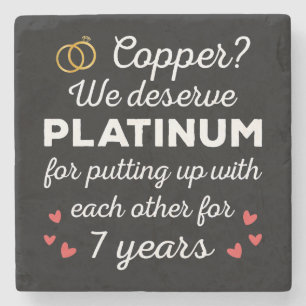 Posavasos De Piedra 7.º Aniversario Boda I - Pareja cómica de cobre
