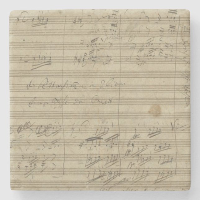 Posavasos De Piedra 9na sinfonía de Beethoven, manuscrito de la música (Anverso)