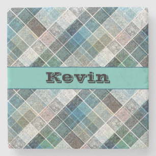 Posavasos De Piedra a cuadros, tartán, estratificado, clásico, persona