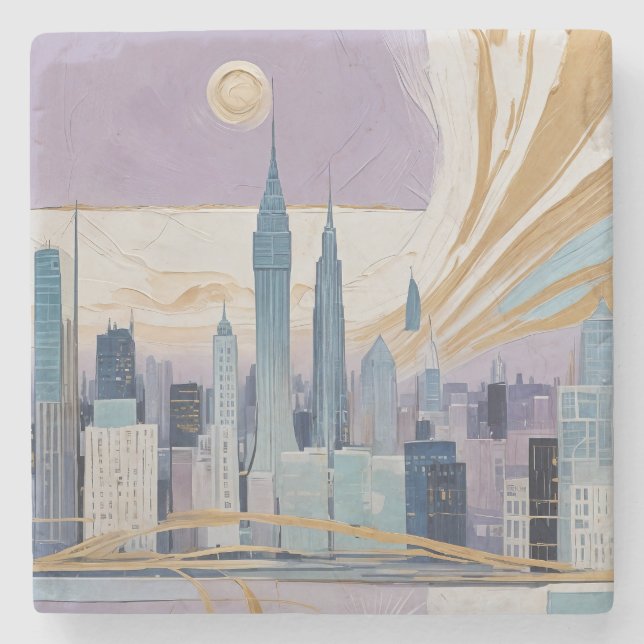 Posavasos De Piedra A Lunar Cityscape (Anverso)