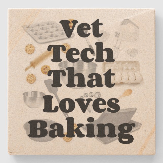 Posavasos De Piedra A Vet Tech Le Encanta Hacer Baking (Anverso)