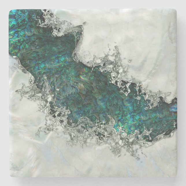 Posavasos De Piedra Abalone Shell Pearl y Silver 1 (Anverso)