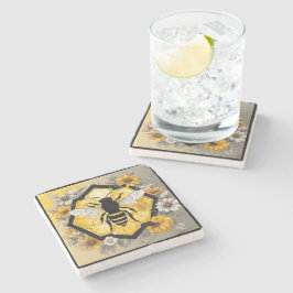 Posavasos De Piedra Abeja amarilla y negra en Honeycombe 