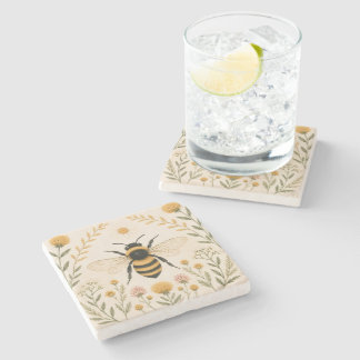 Posavasos De Piedra Abeja Botánica Vintage