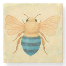 Posavasos de piedra abeja de banda azul