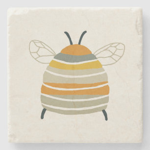 Posavasos De Piedra Abeja Melífera Encantadora de la Mitad del Siglo
