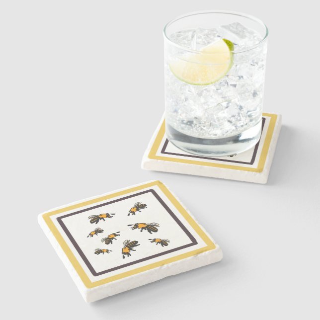 Posavasos De Piedra Abejas de miel (Lateral)