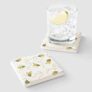 Posavasos De Piedra Abejorro Vuela Amarillo Negro Abeja Bumblebee