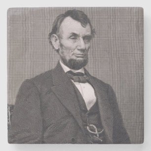 Posavasos De Piedra Abraham Lincoln, grabado de una fotografía cerca