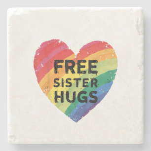 Posavasos De Piedra Abrazos gratis de hermana Mes de orgullo LGBT Gay