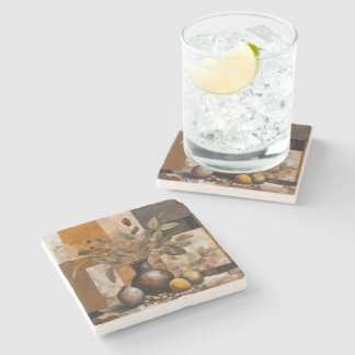 Posavasos De Piedra Abstract Earthy Still Life - Terracotta & Olive 
