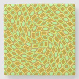 Posavasos De Piedra Abstract geometric swirl retro lime pattern