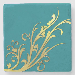 Posavasos De Piedra Abstract Luxury Faux Gold Flower