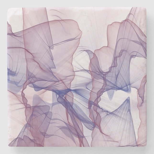 Posavasos De Piedra Abstracto azul rojo y color púrpura (Anverso)