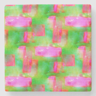 Posavasos De Piedra abstracto de luz solar pintado de amarillo, rosa
