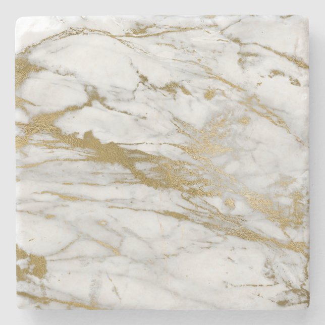 POSAVASOS DE PIEDRA ABSTRACTO MARBLE WHITE GOLD (Anverso)