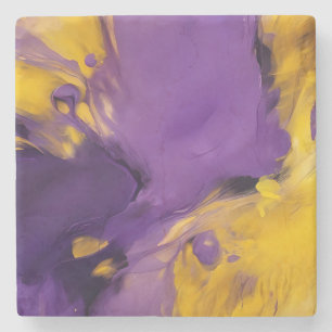 Posavasos De Piedra Abstracto Morado y Dorado