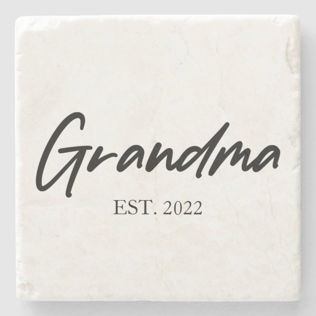 Posavasos De Piedra Abuela Abuela Personalizado Año Este Simple Mínimo (Anverso)