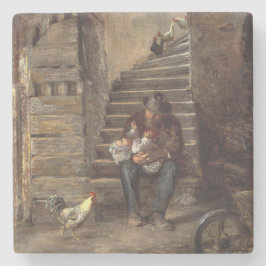 Posavasos De Piedra Abuelo que cuida a su nieto