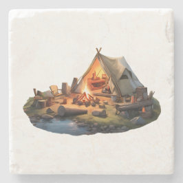 Posavasos De Piedra Acampando con seres queridos