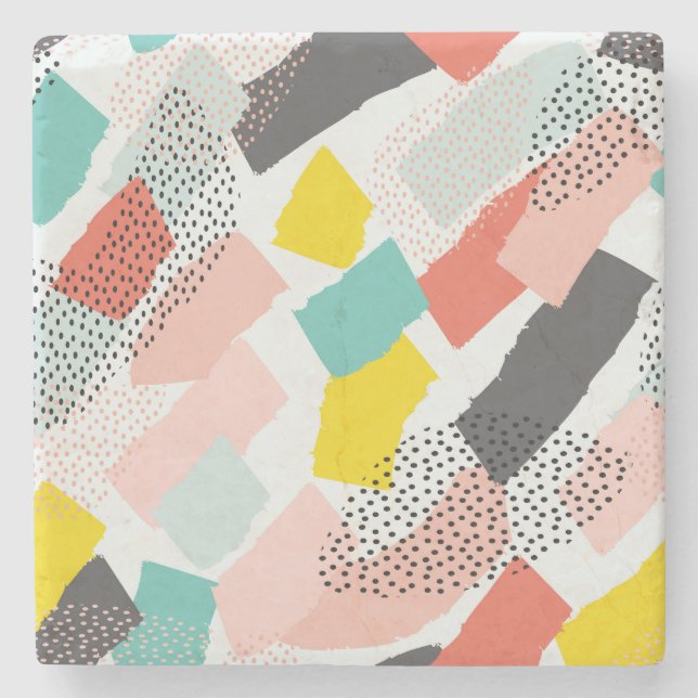 Posavasos De Piedra Acariciaciones de cepillo de Memphis: patrón vinta (Anverso)