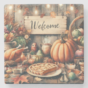 Posavasos De Piedra Acción de Gracias/Caída/Otoño/Vintage