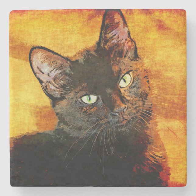 POSAVASOS DE PIEDRA ACEITUNA DEL CAT NEGRO (Anverso)