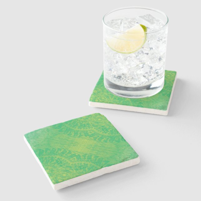 Posavasos De Piedra Aceptación | Medallones de Boho azul verde amarill (Lateral)